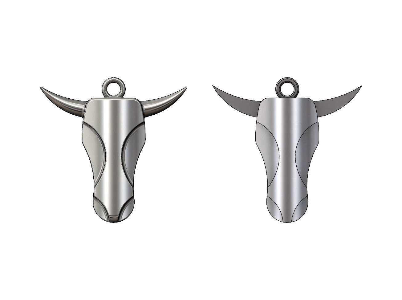 Minimalist Bull head pendant 3D print model_6