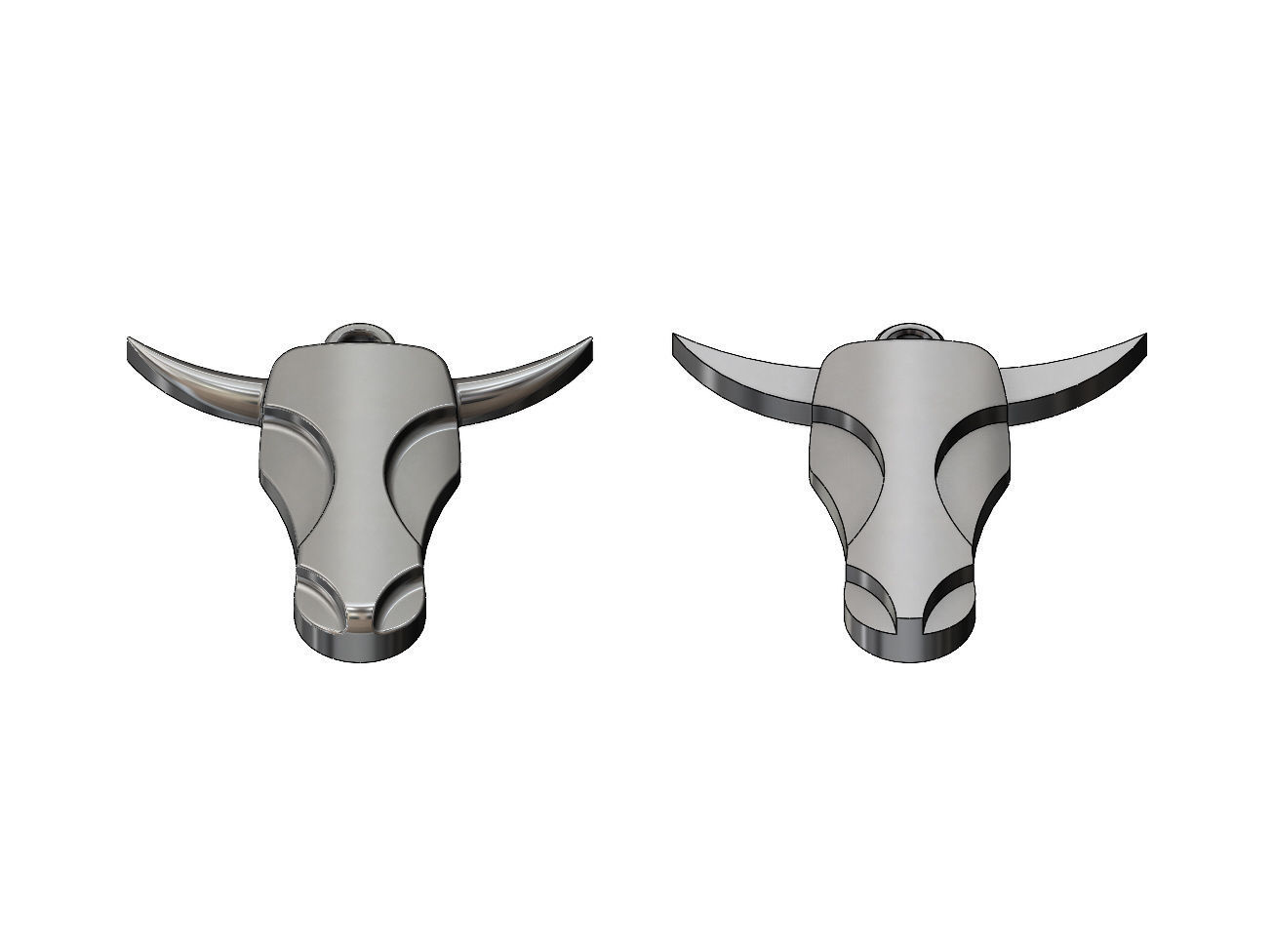 Minimalist Bull head pendant 3D print model_7
