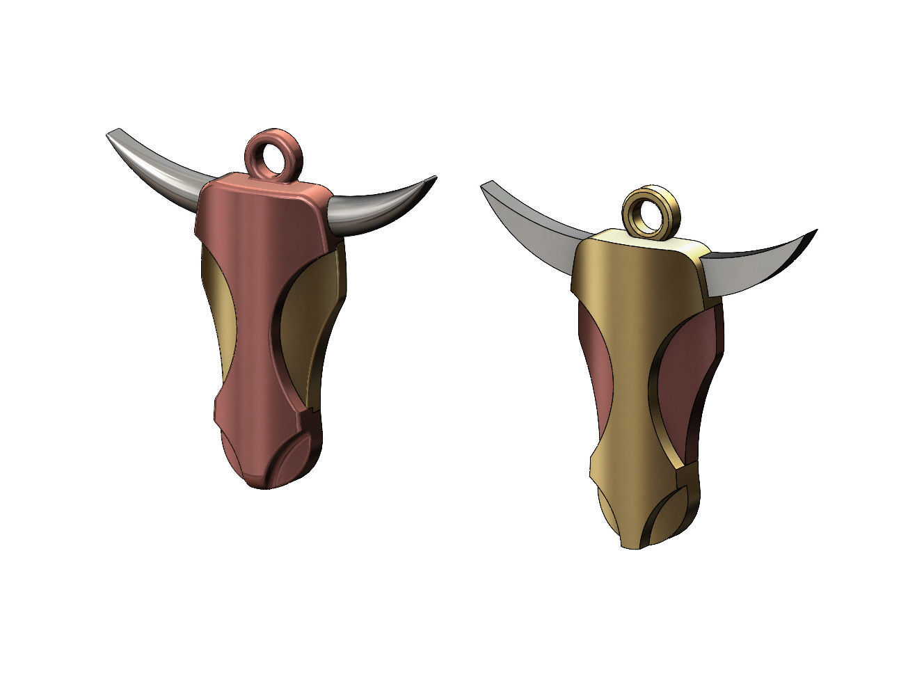 Minimalist Bull head pendant 3D print model_3