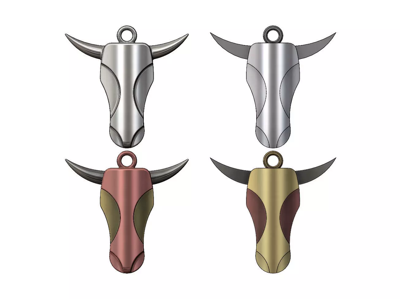Minimalist Bull head pendant 3D print model_0