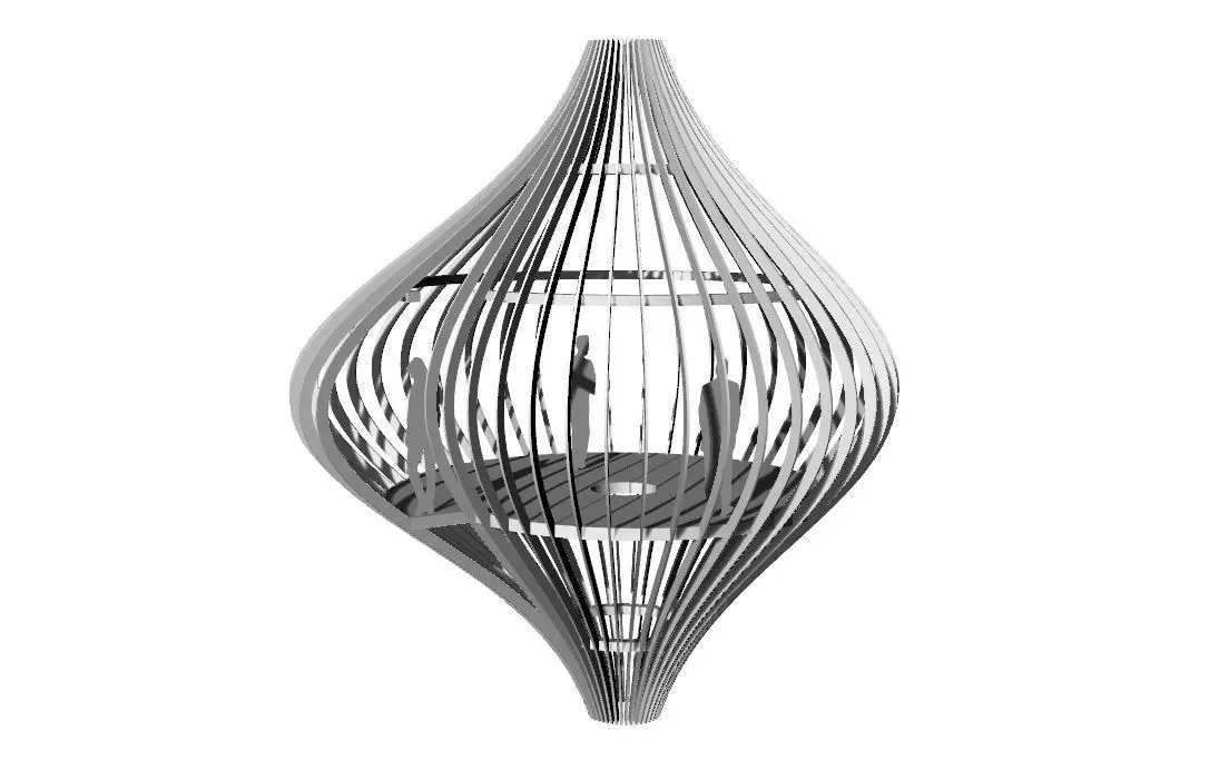 Ribbed Tree House Pavilion 3D model_0