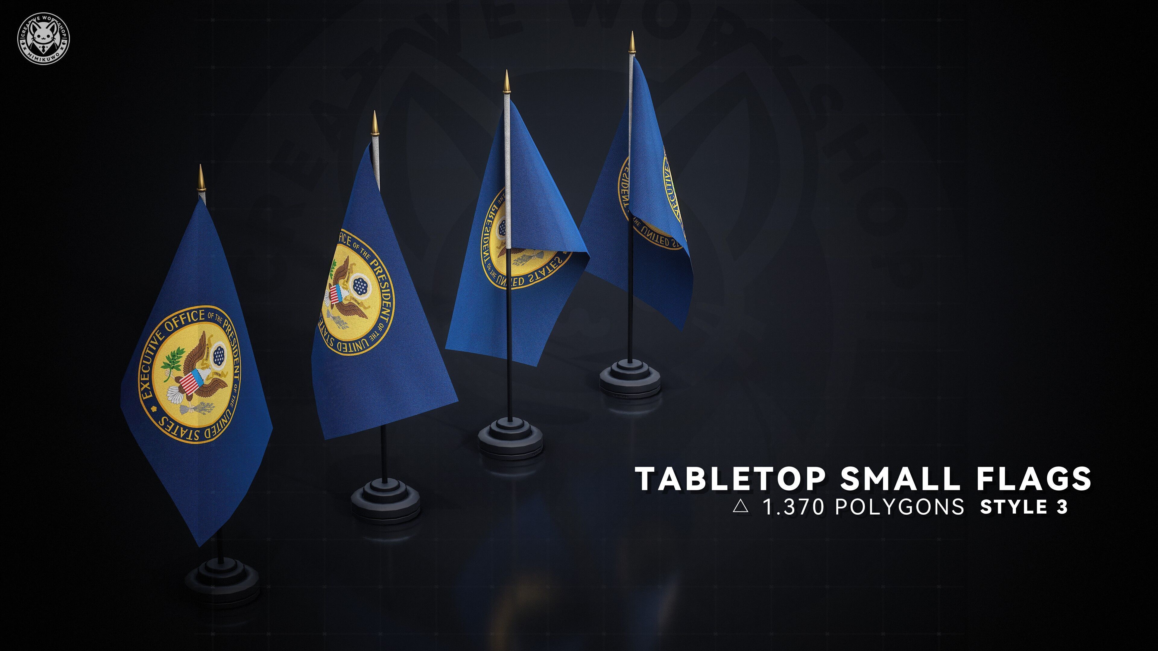 AMERICAN FLAG  US Flag Pack Low-poly  3D model Game Read Low-poly 3D model_6