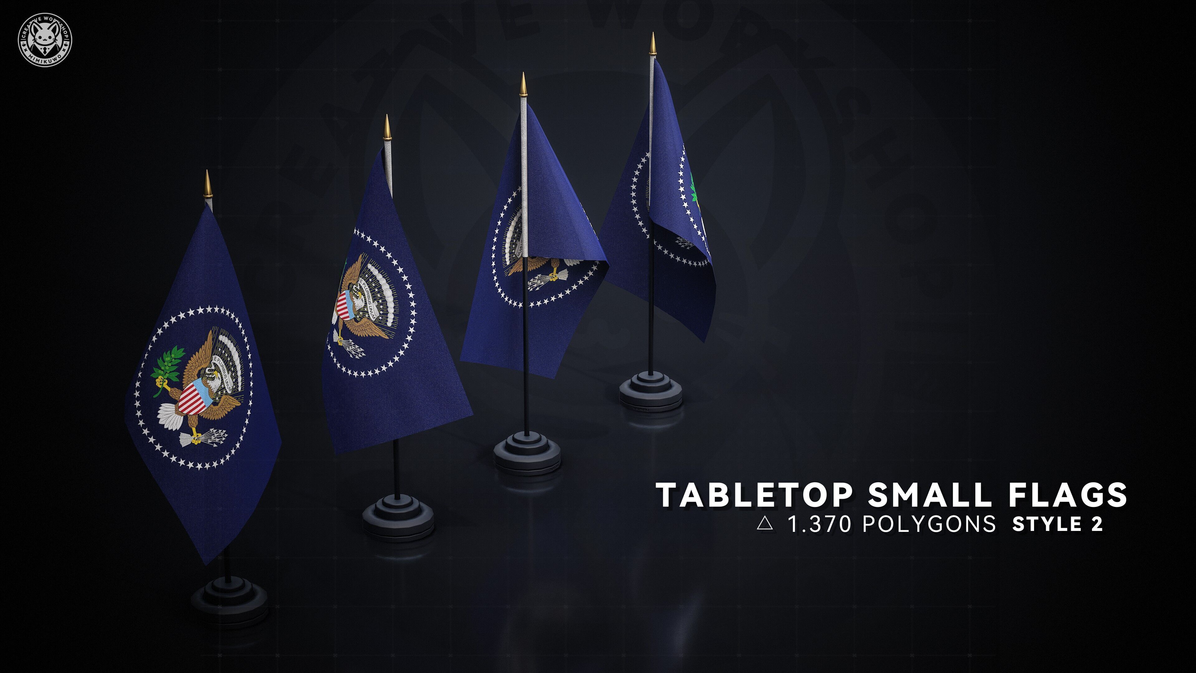 AMERICAN FLAG  US Flag Pack Low-poly  3D model Game Read Low-poly 3D model_5