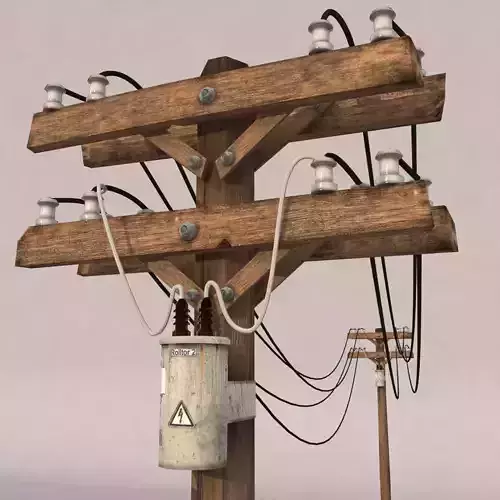 Old Wood Pole Low Poly