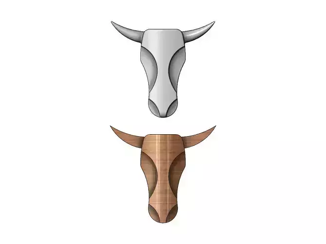 Minimalist Bull head relief for plaster and woodworking