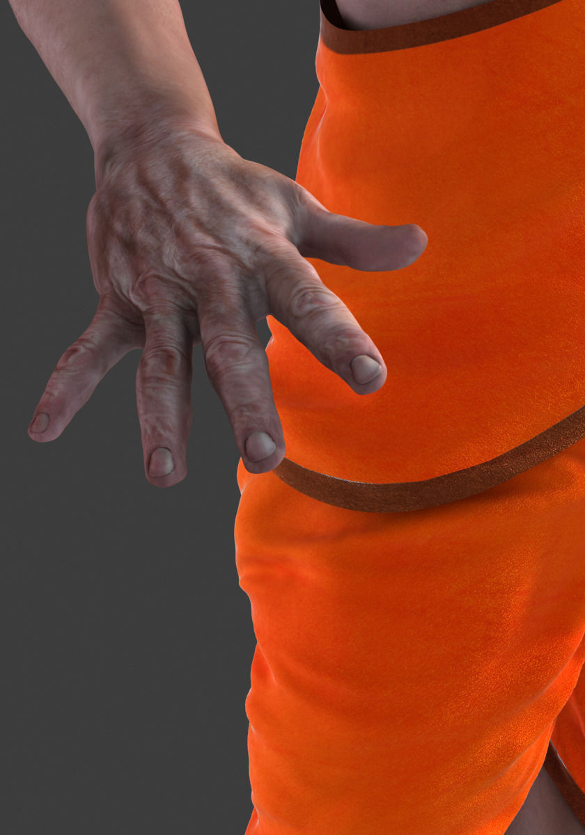 Hermit man in orange turban 3D model_5