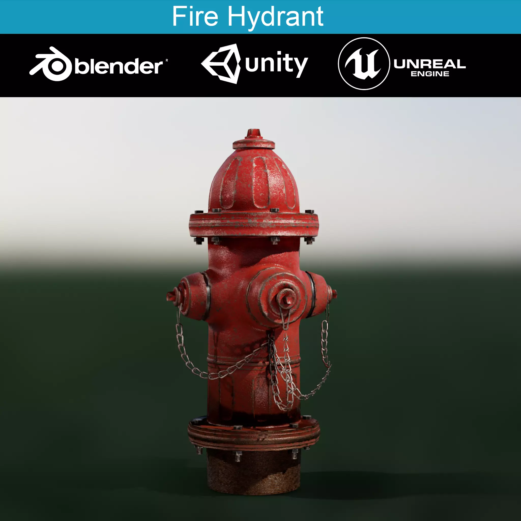 Fire Hydrant Game Ready Model Low-poly 3D model_0