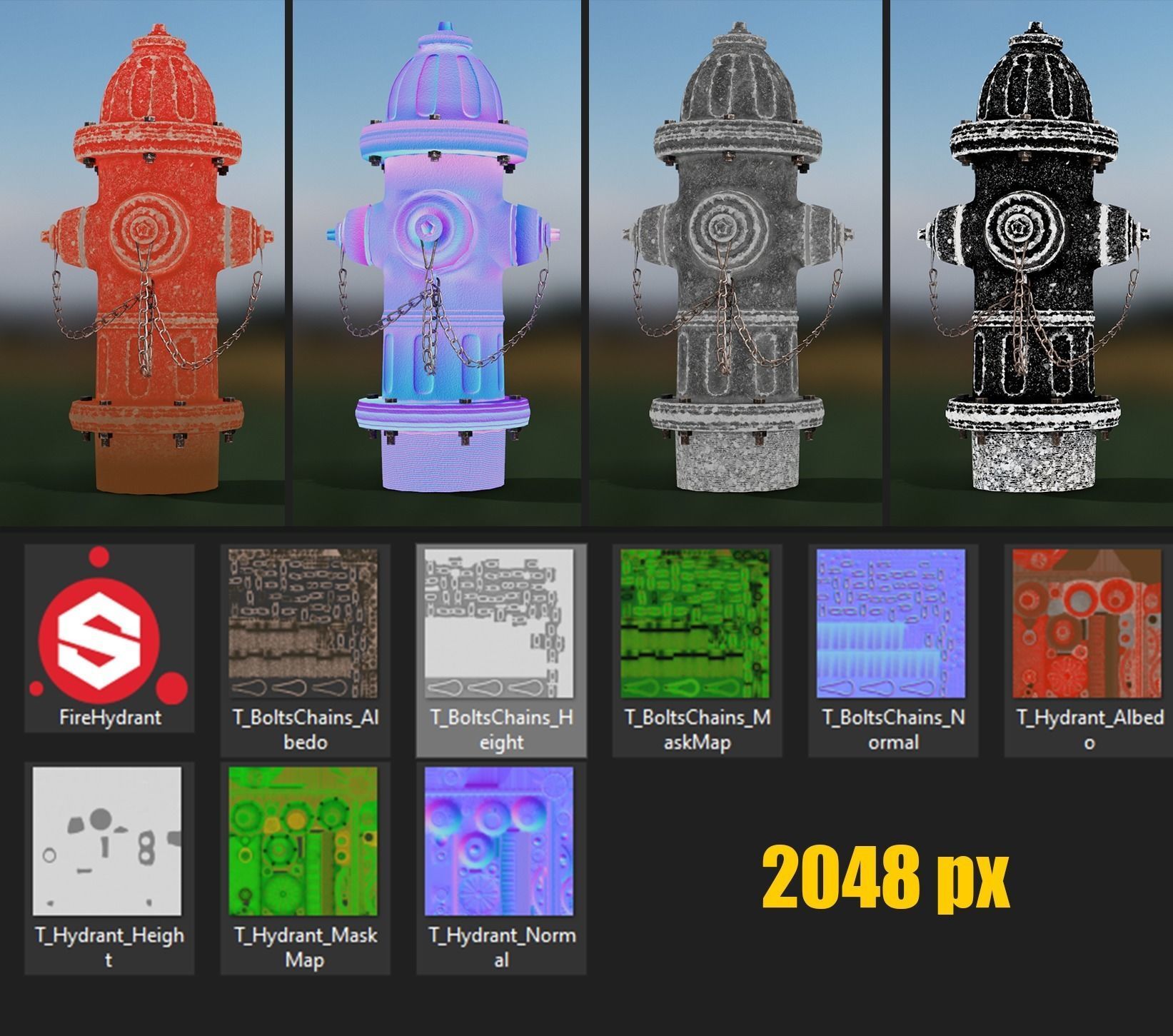 Fire Hydrant Game Ready Model Low-poly 3D model_2