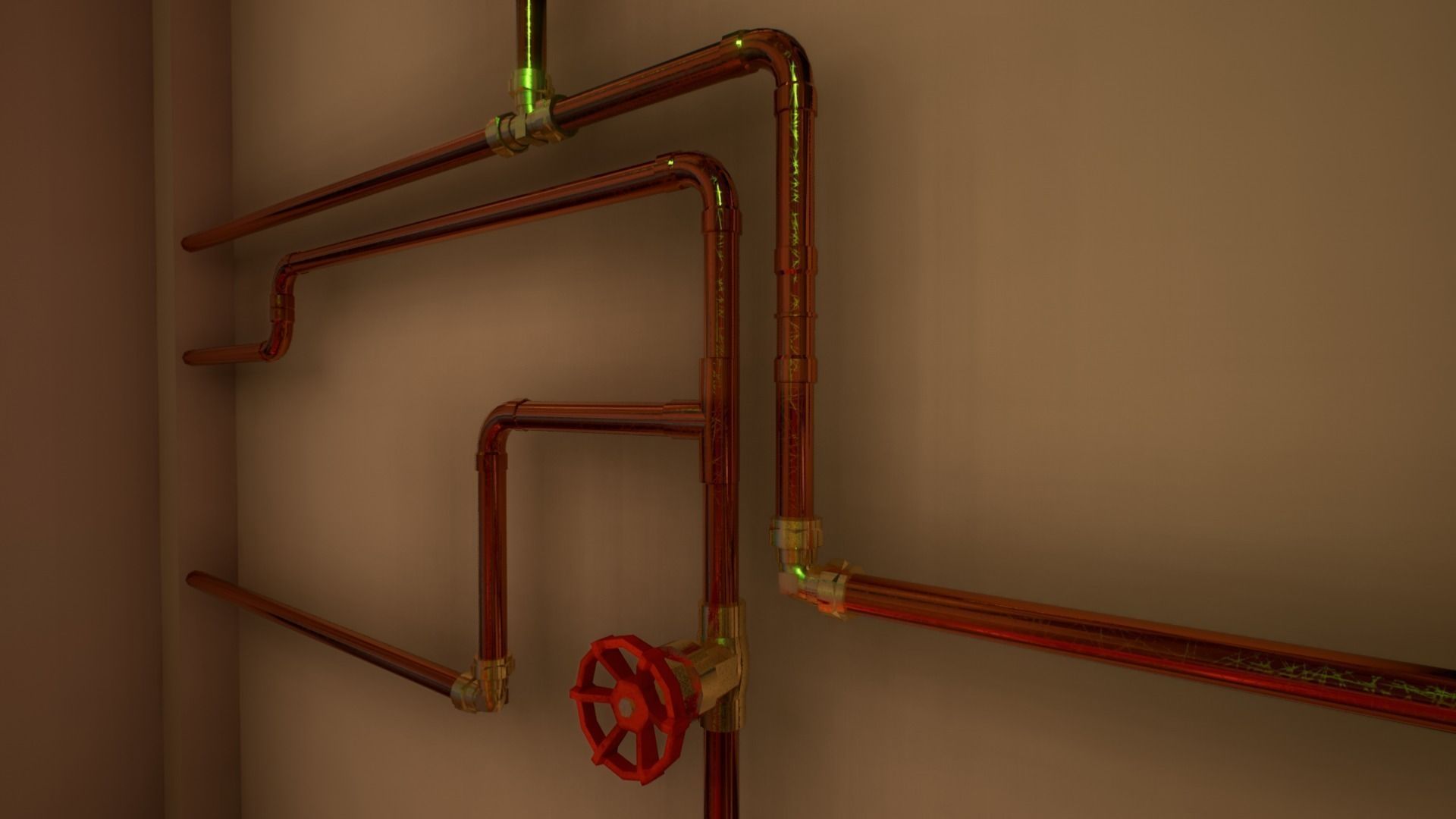 Pipes and ventilations Low-poly 3D model_0