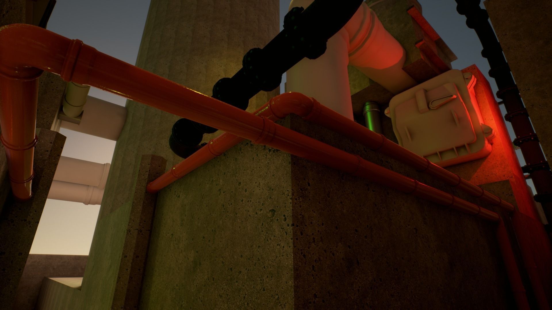 Pipes and ventilations Low-poly 3D model_3