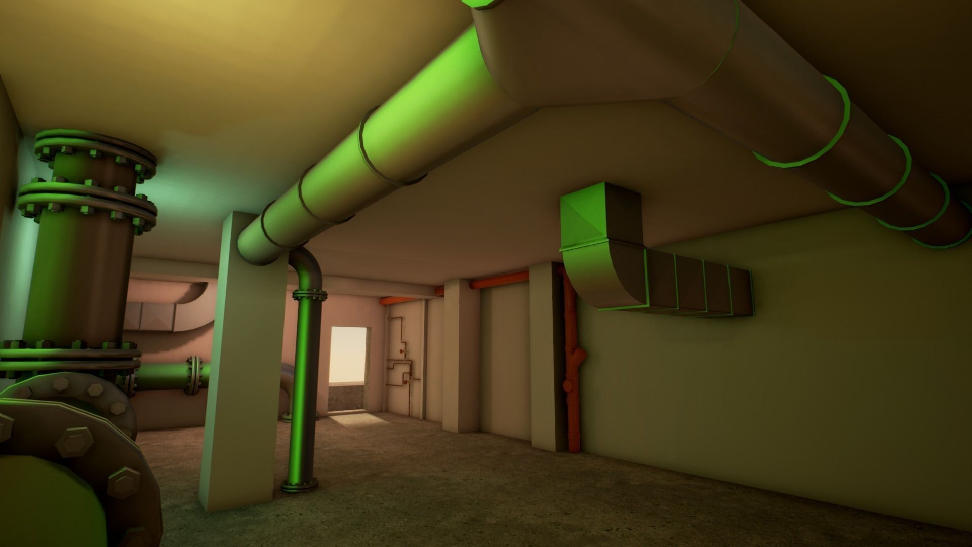 Pipes and ventilations Low-poly 3D model_2