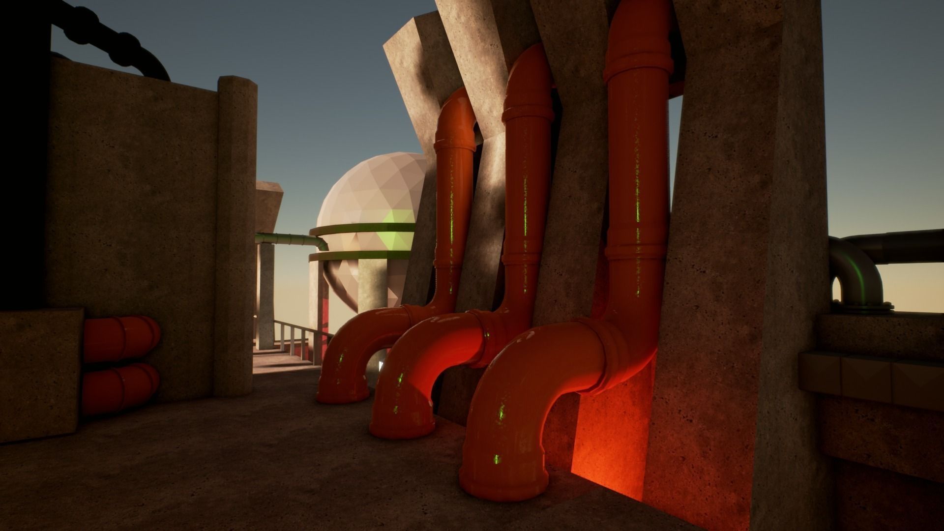 Pipes and ventilations Low-poly 3D model_10