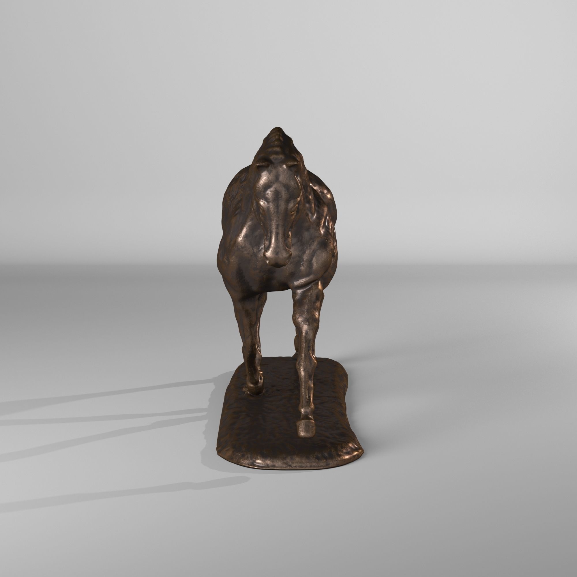 bronze horse Low-poly 3D model_3