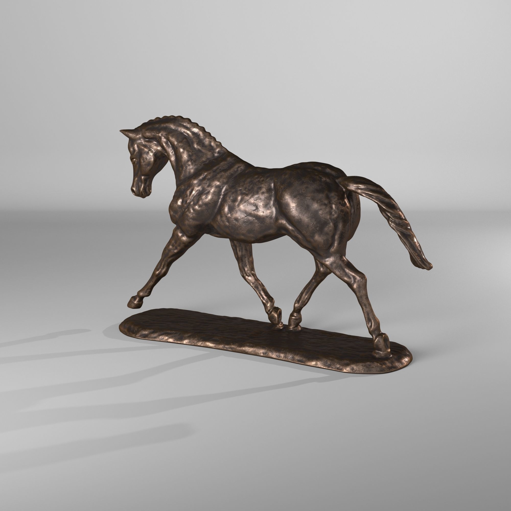bronze horse Low-poly 3D model_5
