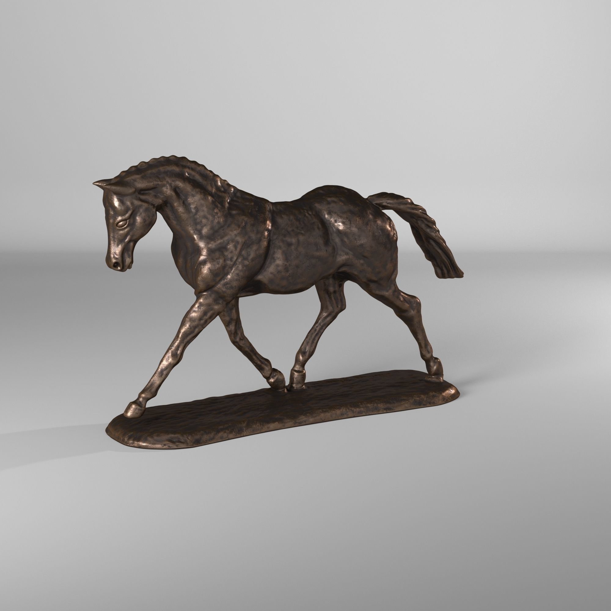 bronze horse Low-poly 3D model_2