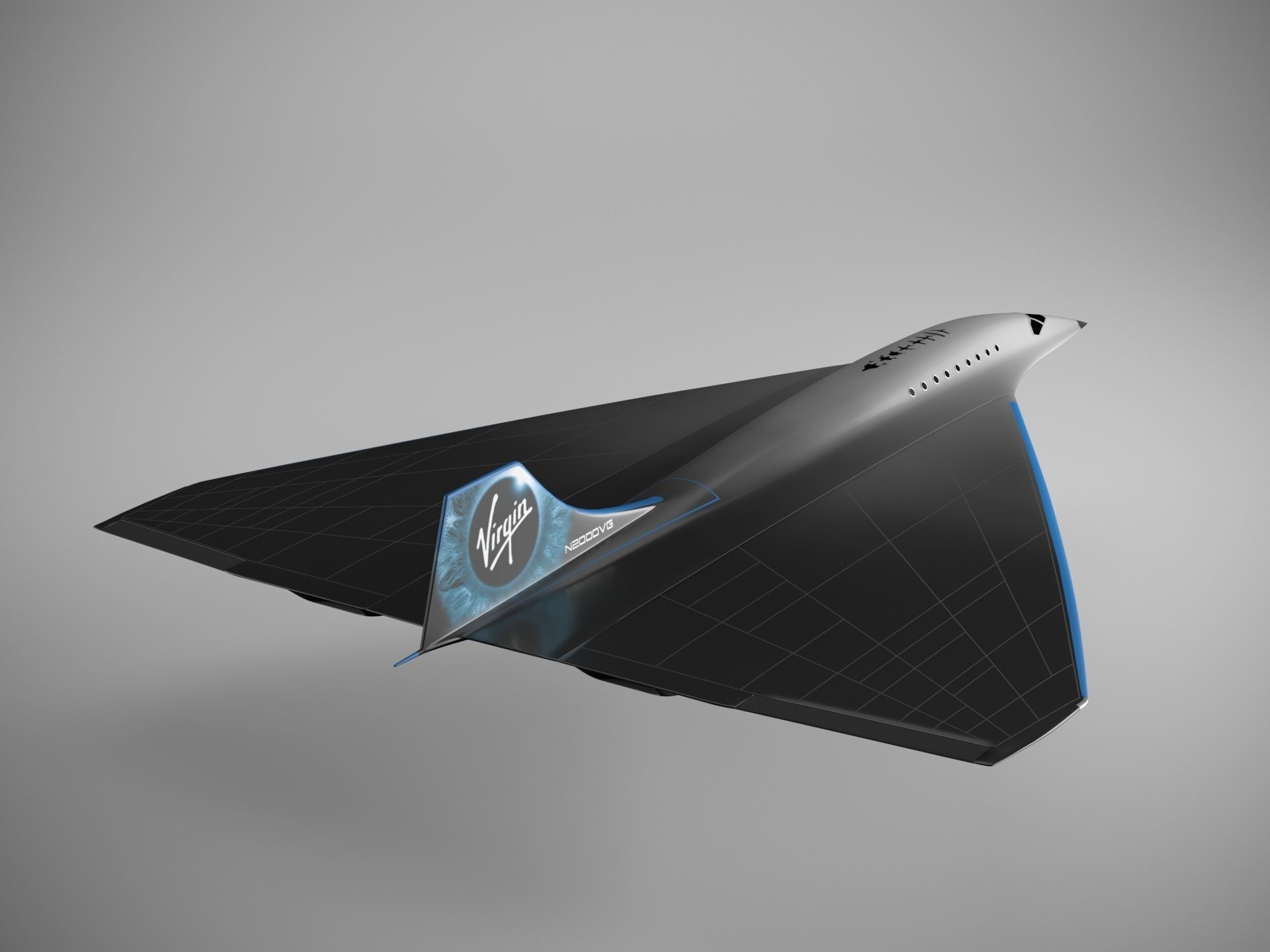 Virgin Mach 3 high-speed vehicle spaceship Low-poly 3D model_7