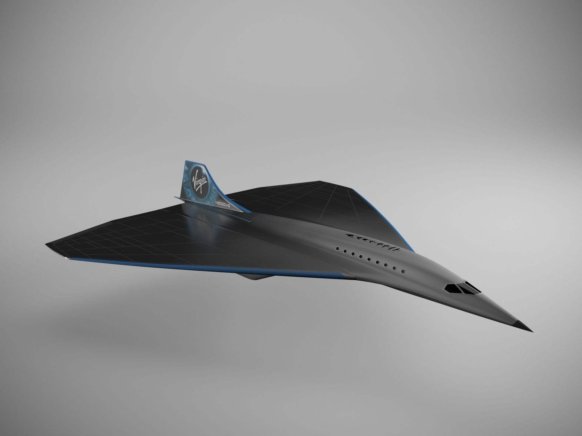 Virgin Mach 3 high-speed vehicle spaceship Low-poly 3D model_5