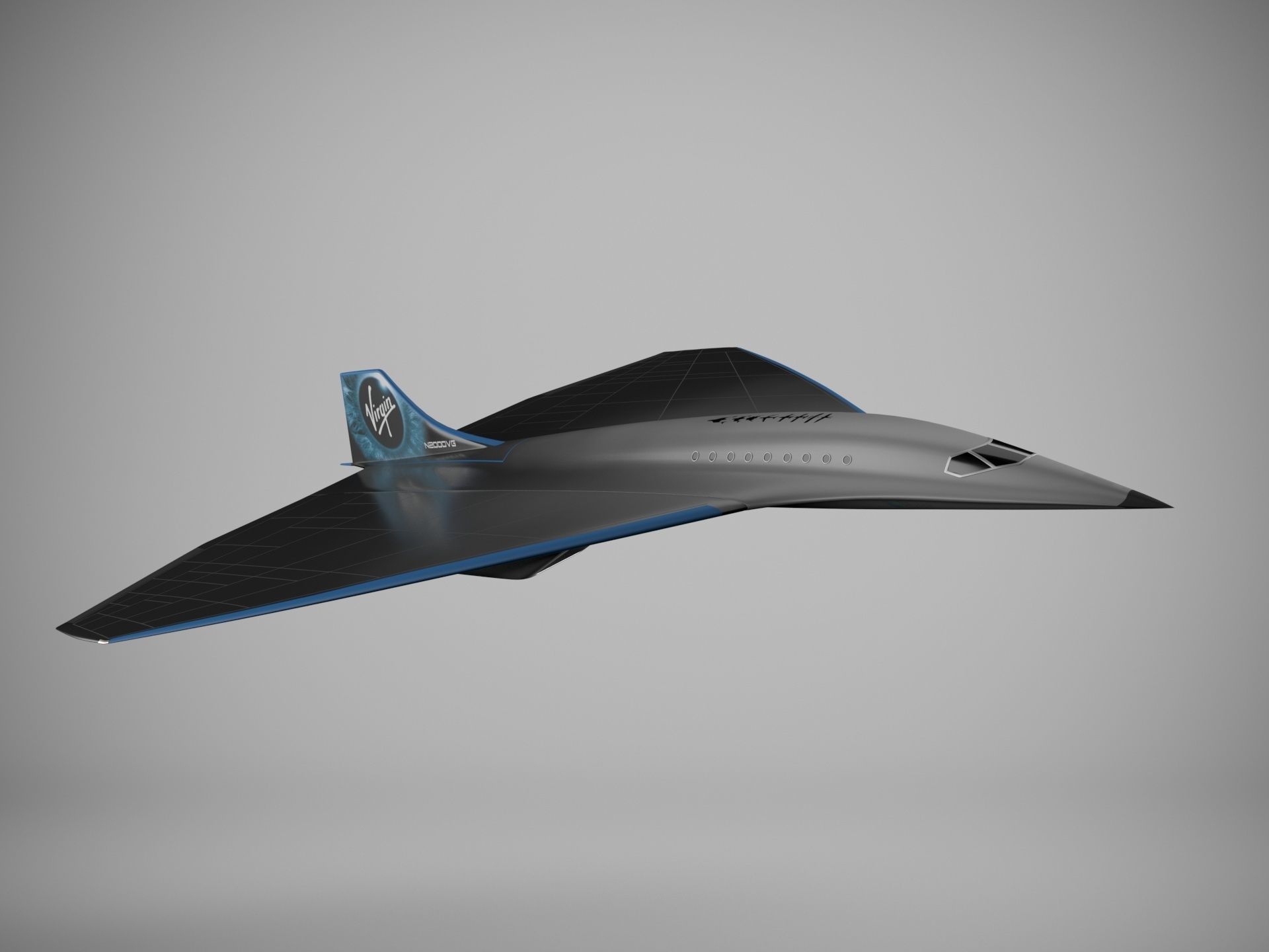 Virgin Mach 3 high-speed vehicle spaceship Low-poly 3D model_9
