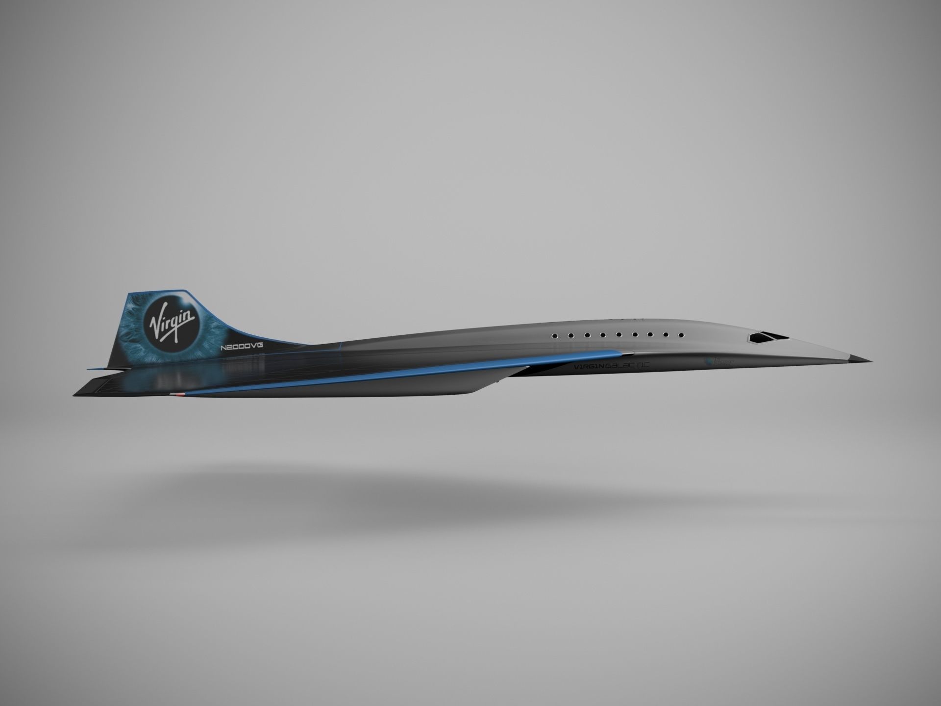 Virgin Mach 3 high-speed vehicle spaceship Low-poly 3D model_1