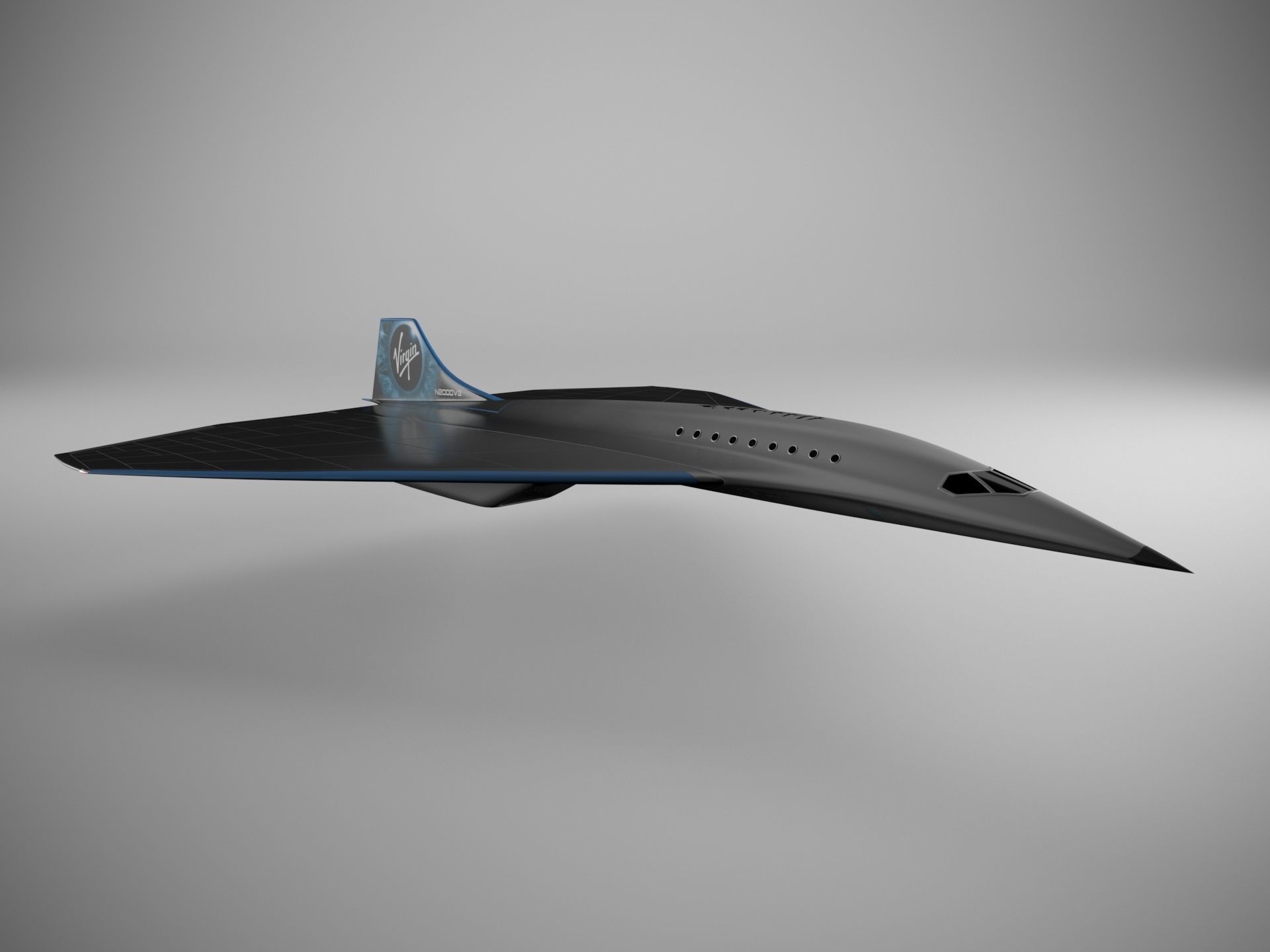 Virgin Mach 3 high-speed vehicle spaceship Low-poly 3D model_3