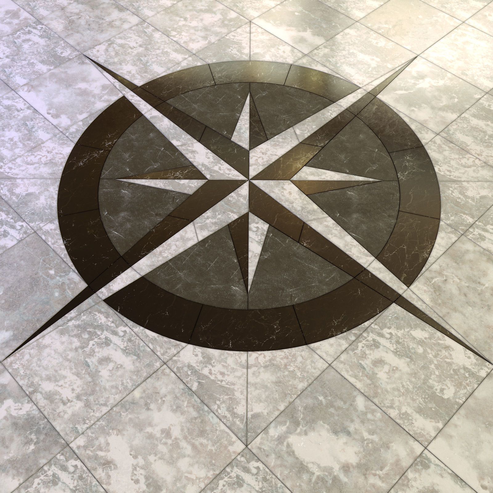 Mandala Floor Tiles 3D model_1