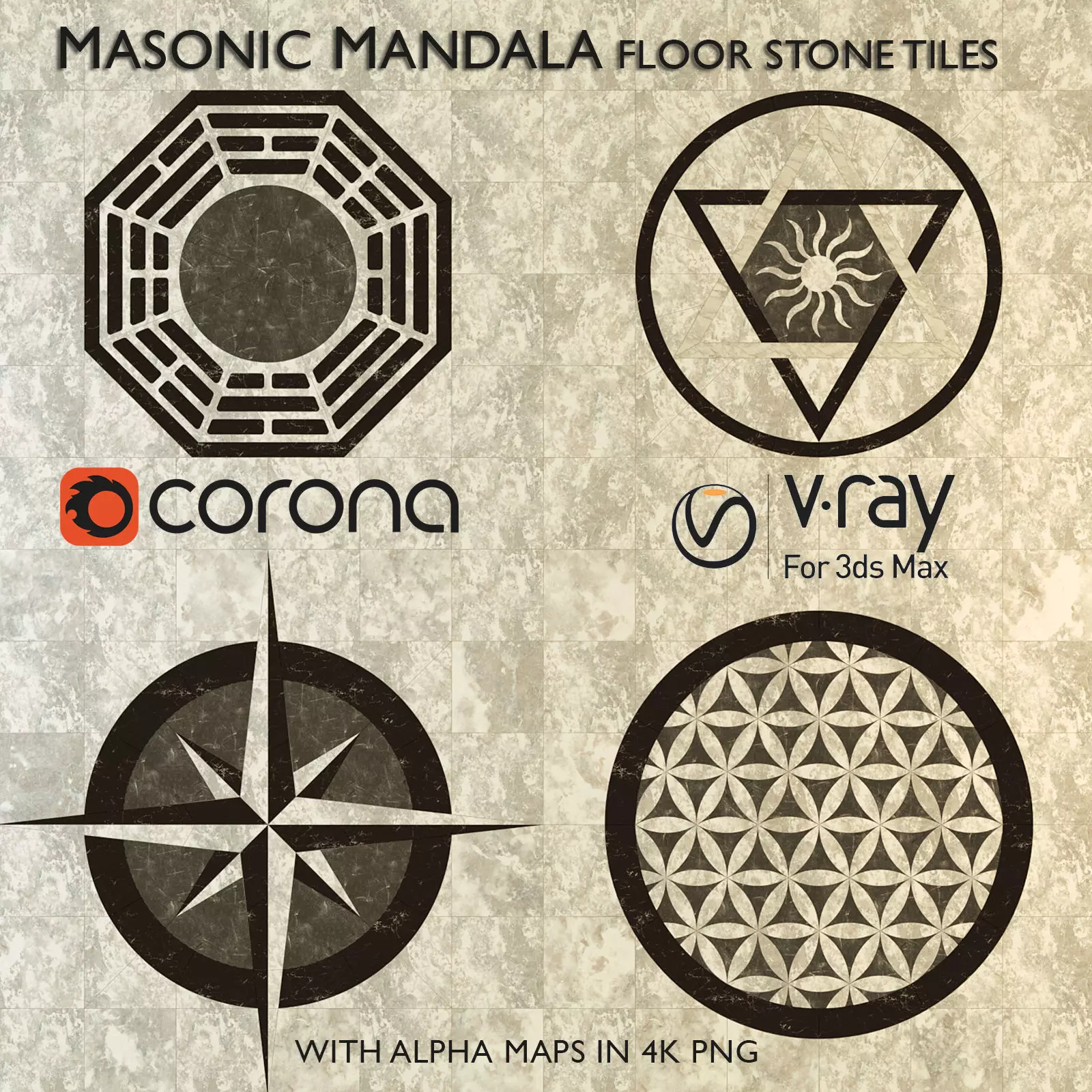 Mandala Floor Tiles 3D model_0