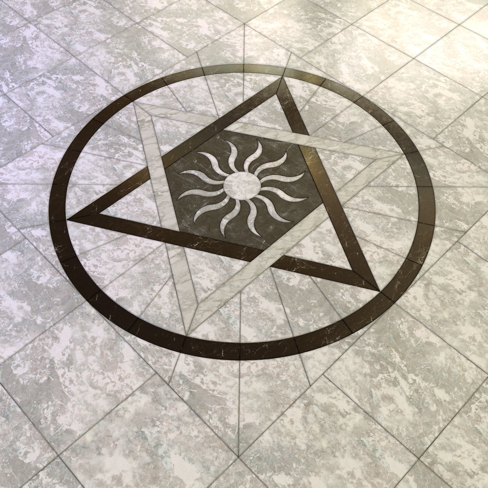 Mandala Floor Tiles 3D model_4