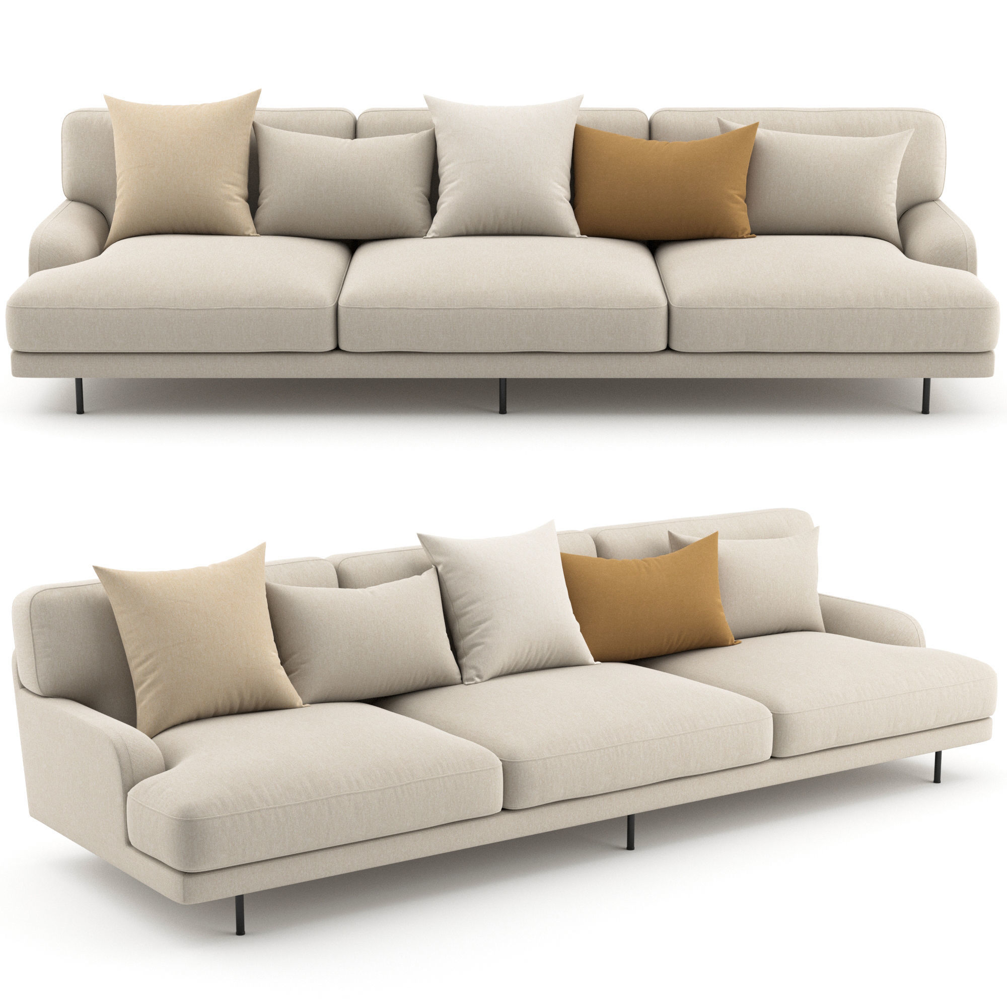 Flaneur Sofa - 3 Seater by GUBI 3D model_1