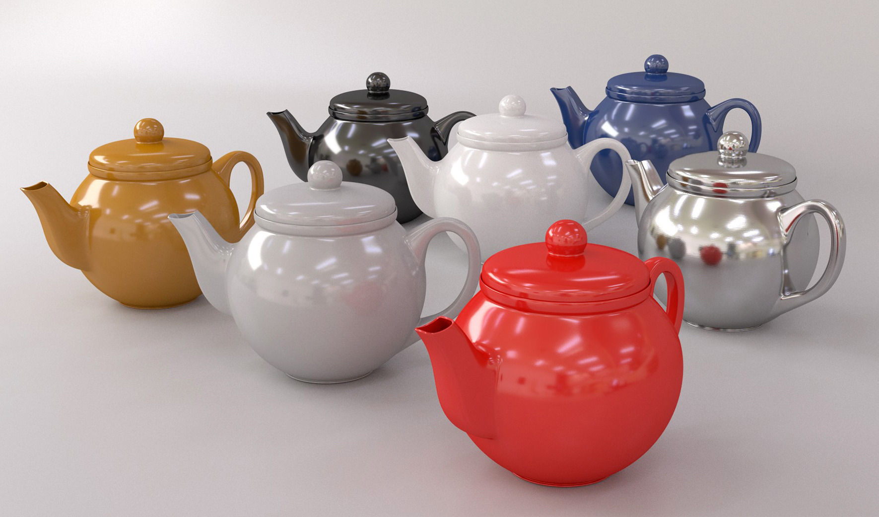 Colorful Teapot Set 3D model CGTrader