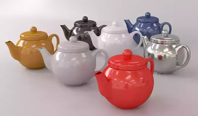 Colorful Teapot Set 3D model