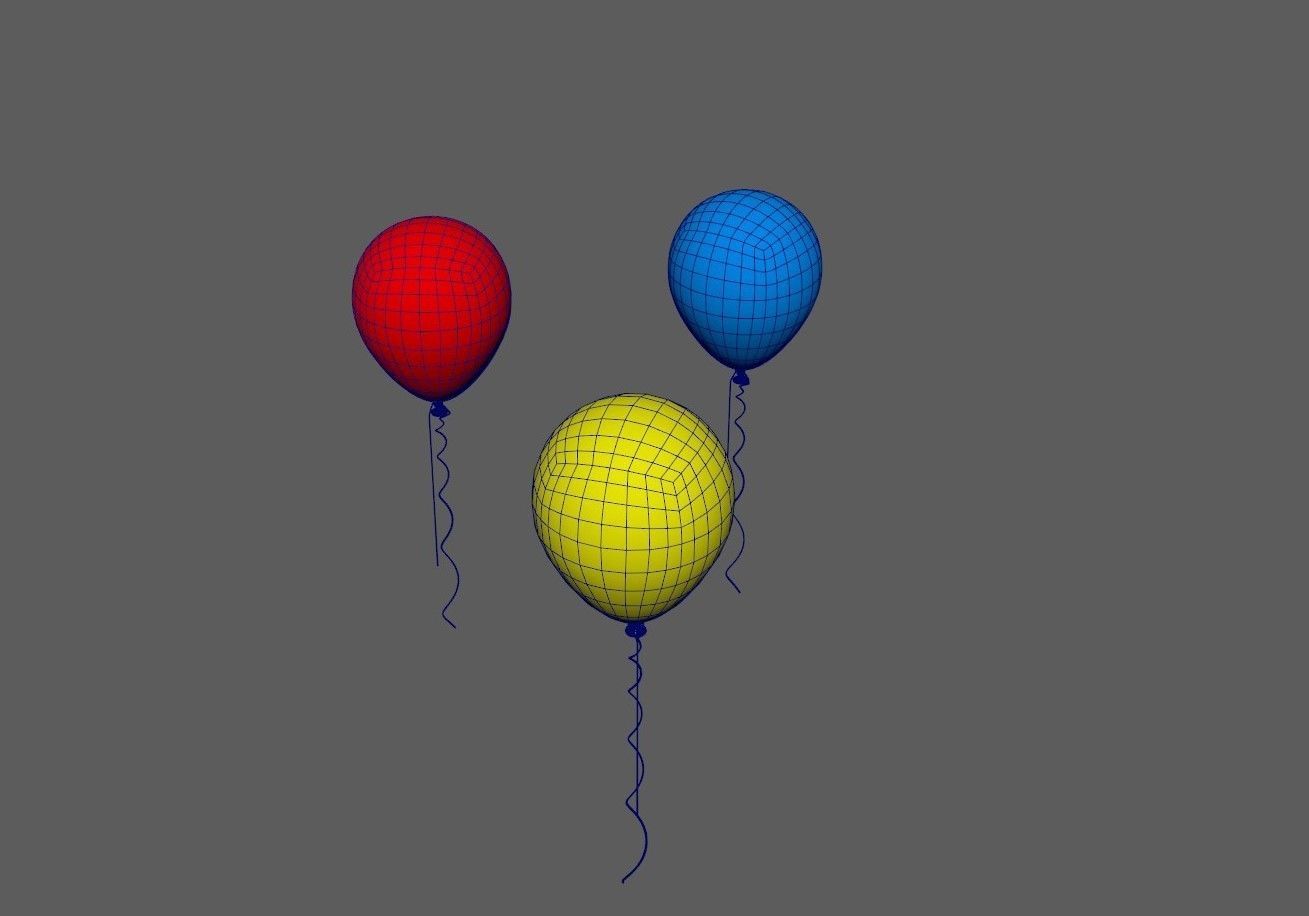 Balloon colorful balloons Low-poly 3D model_9