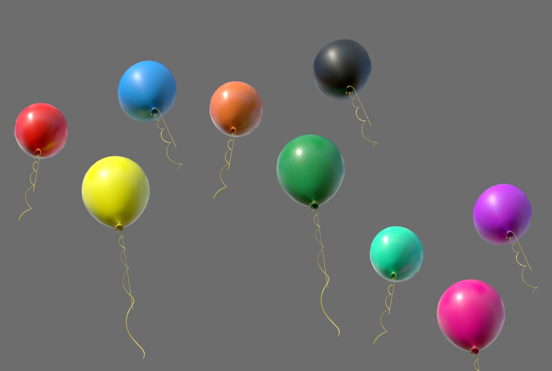 Balloon colorful balloons Low-poly 3D model_1
