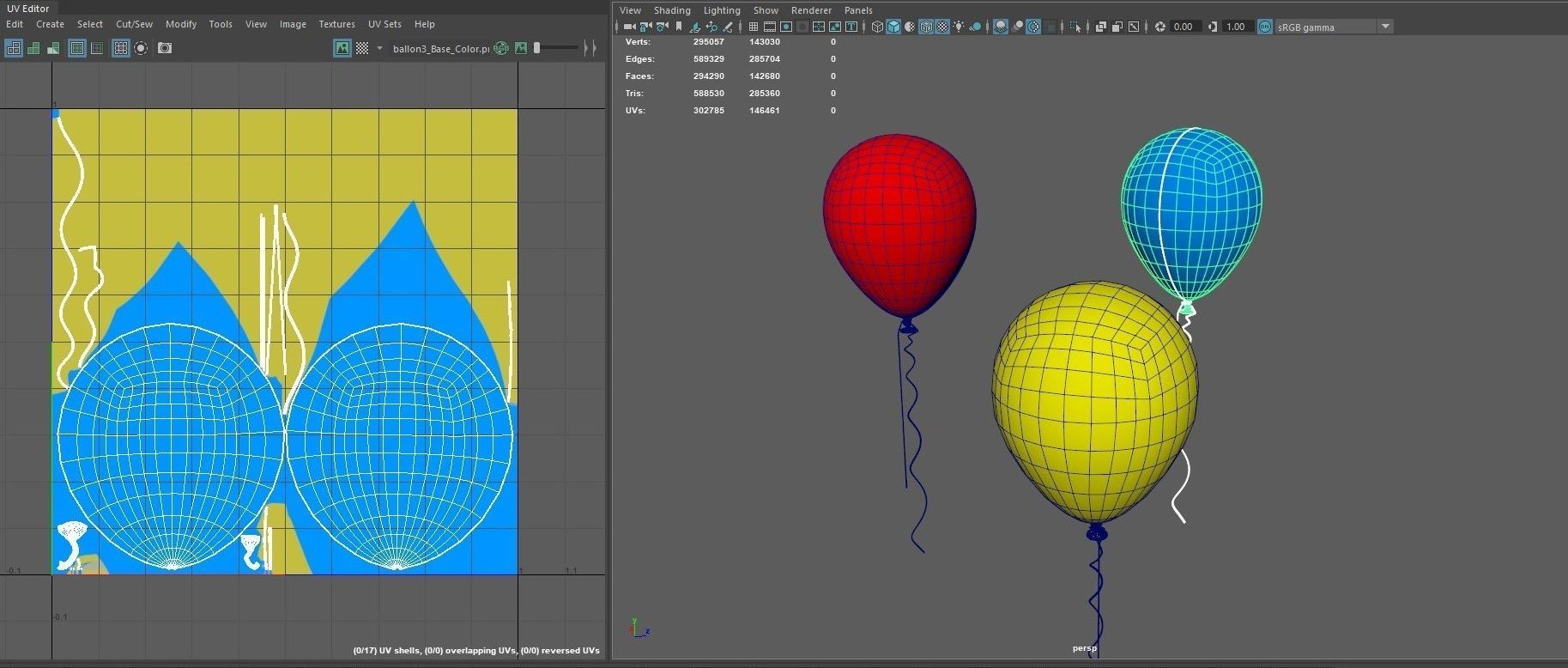 Balloon colorful balloons Low-poly 3D model_10