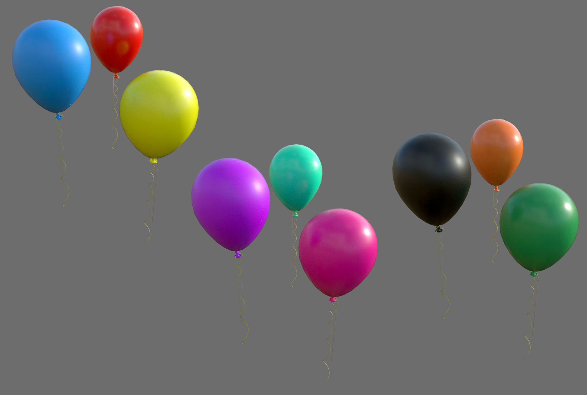 Balloon colorful balloons Low-poly 3D model_3