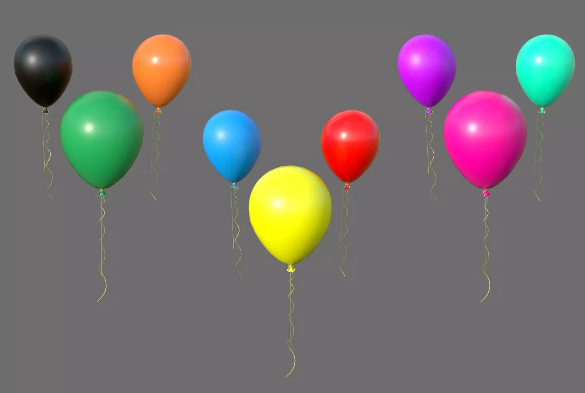 Balloon colorful balloons Low-poly 3D model_0