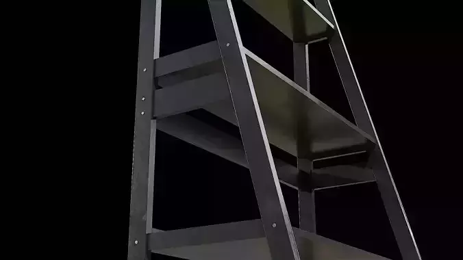 4 Tier Ladder Shelf-Black Low-poly 3D model