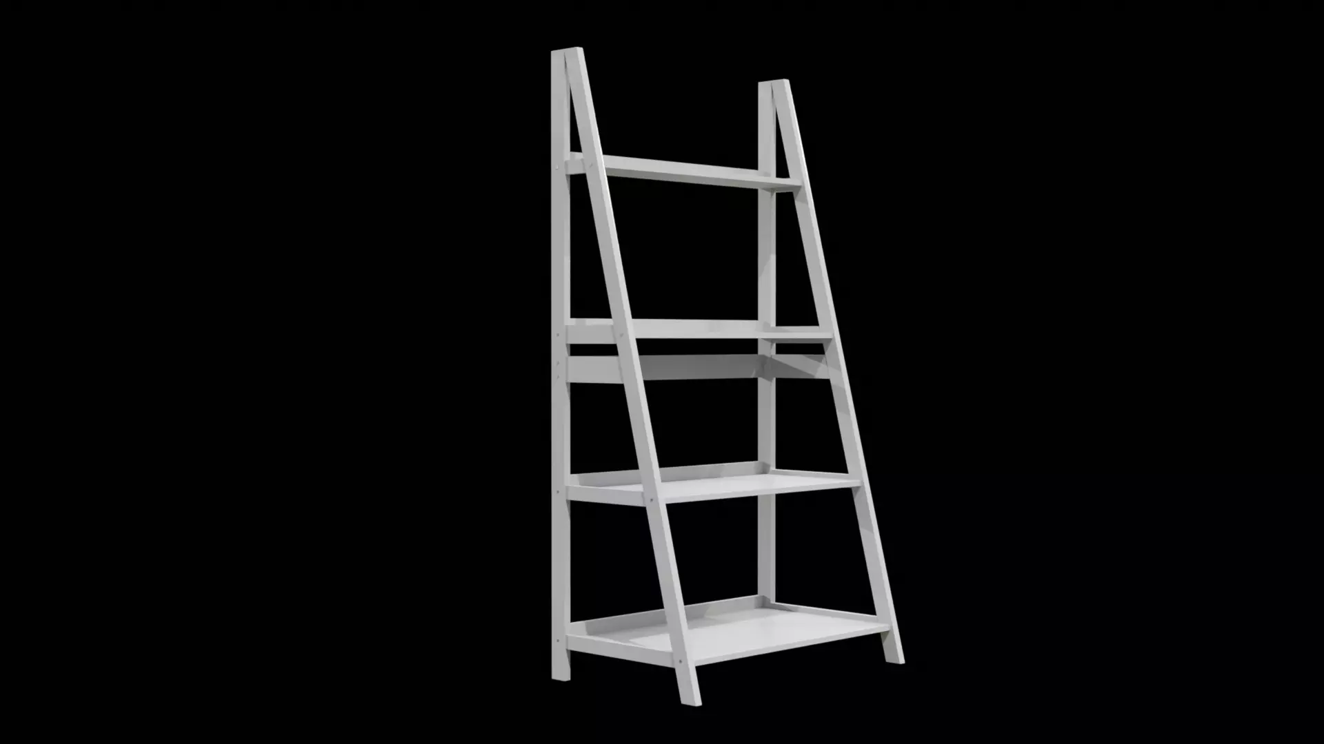 4 Tier Ladder Shelf-White Low-poly 3D model
