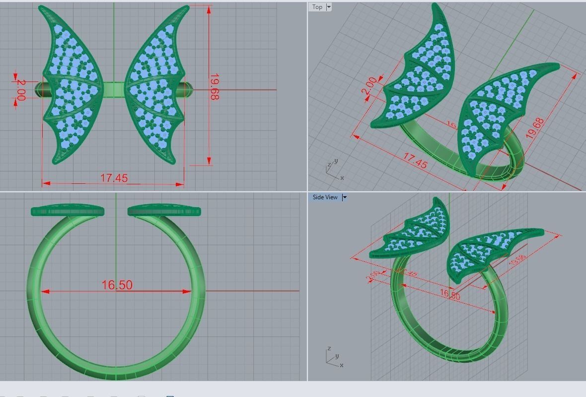 Wings ring 3D print model_3