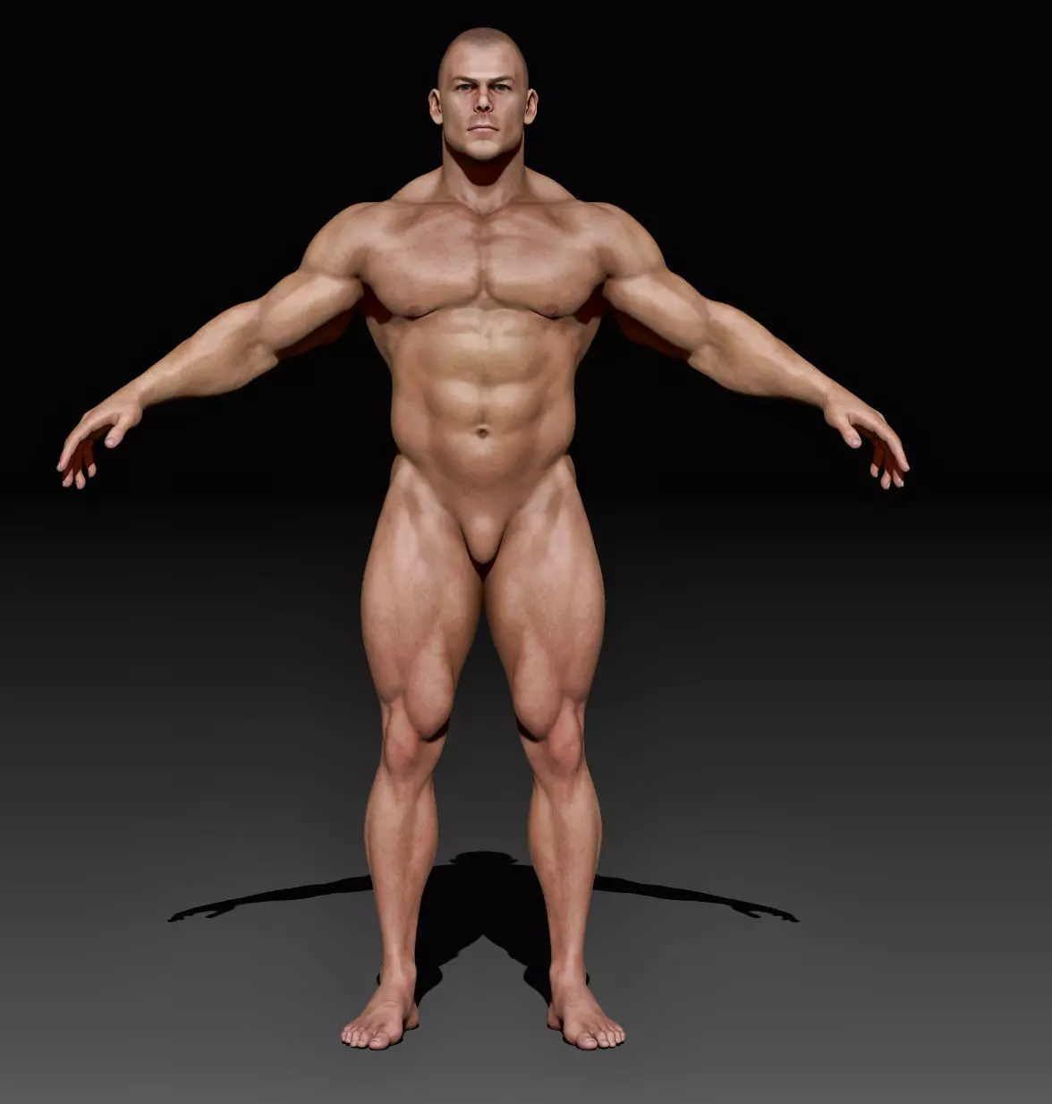 Strong Man Body Complete Zbrush Project Low-poly 3D model