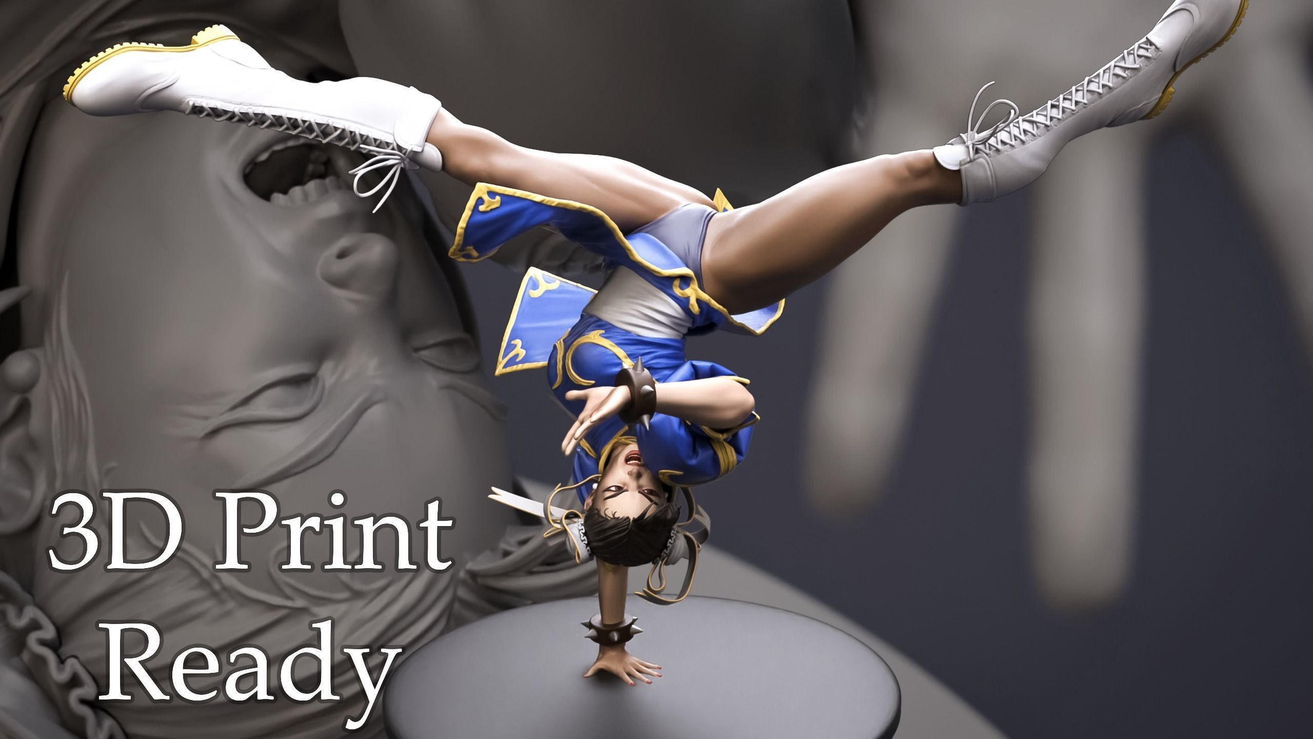 Chun-Li Spinning Bird Kick Fan Art for 3D Print 3D print model_0
