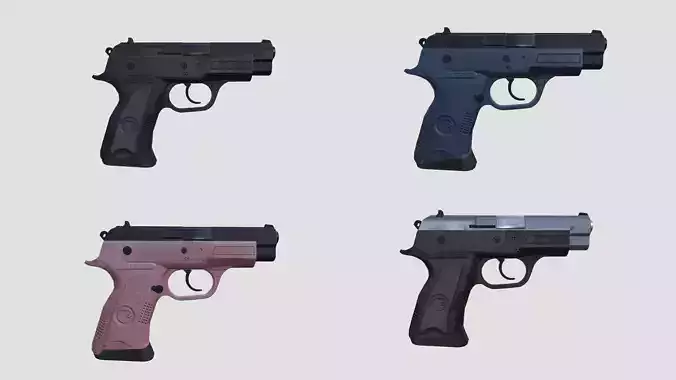 Low Poly Pistol BT 02  4 Colour Modern Weapons