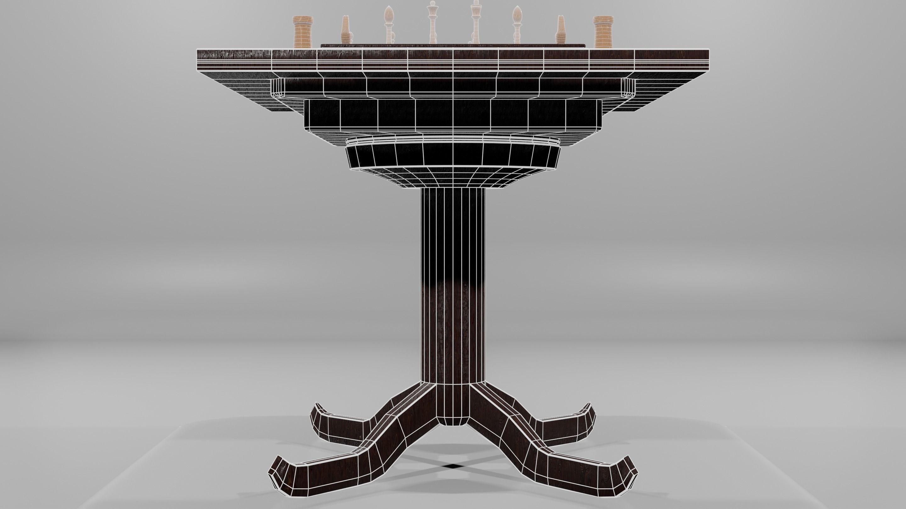Classic set for chess - table and pieces Low-poly 3D model_15