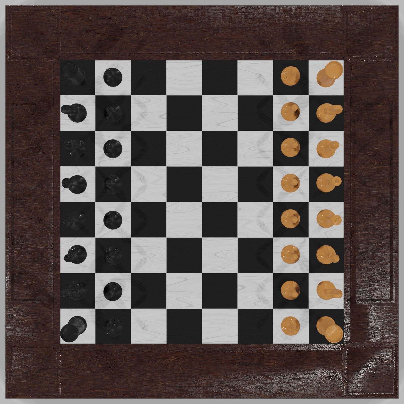 Classic set for chess - table and pieces Low-poly 3D model_3