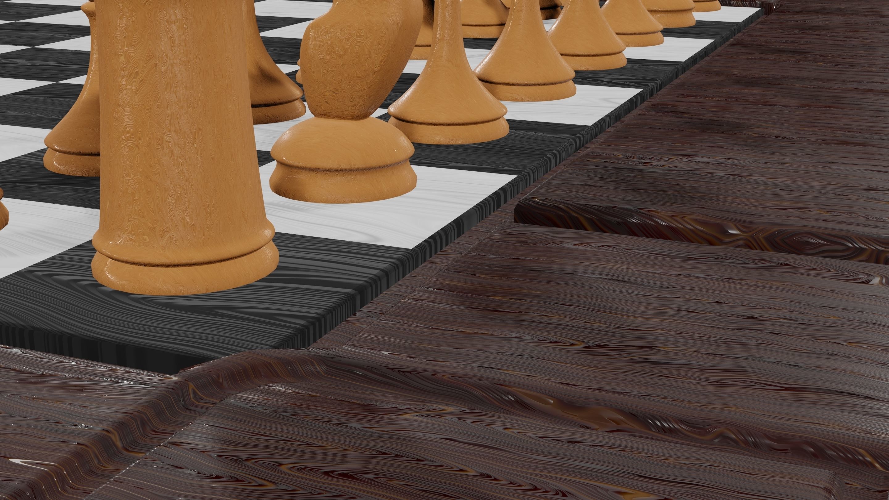 Classic set for chess - table and pieces Low-poly 3D model_5