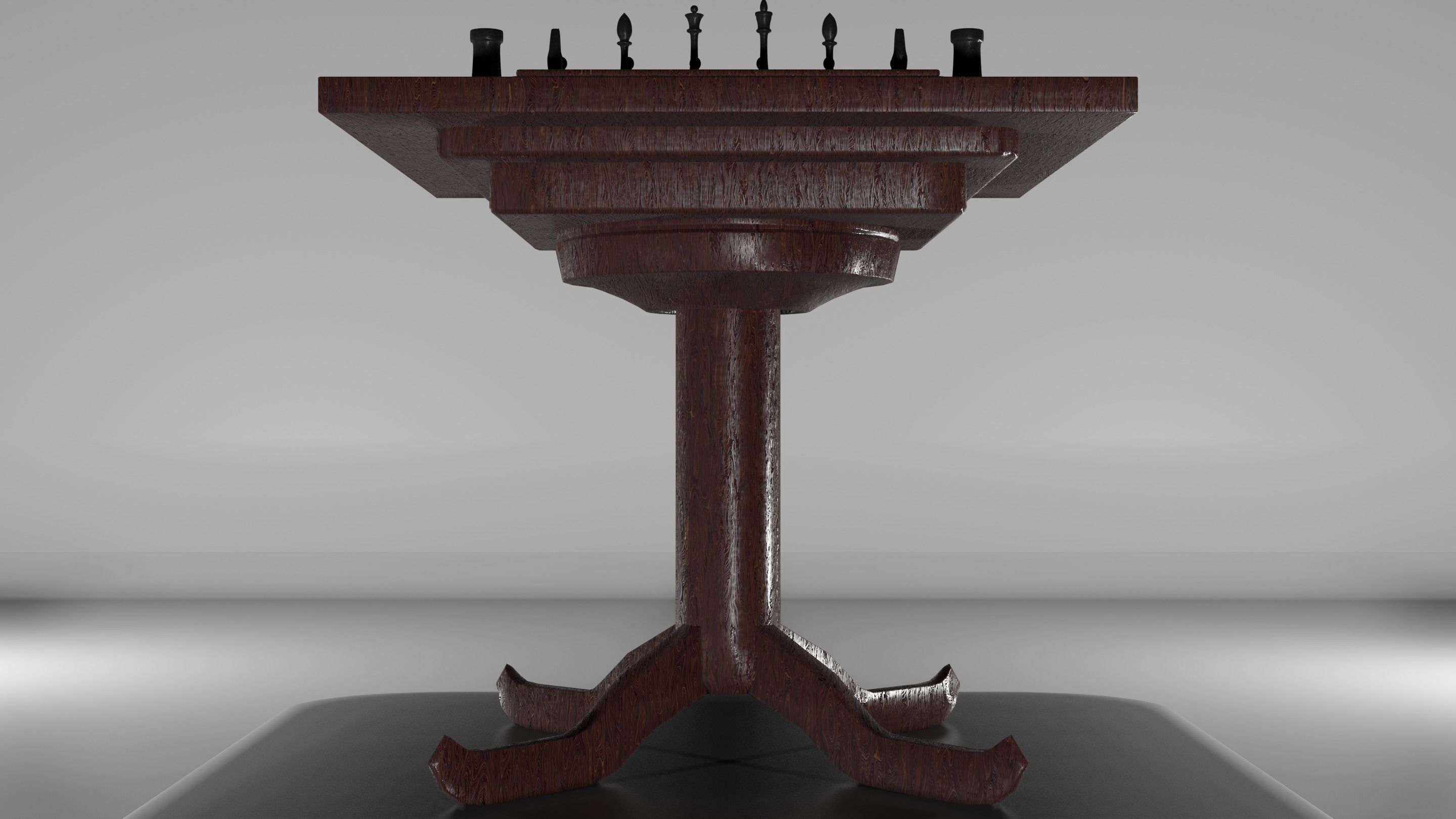 Classic set for chess - table and pieces Low-poly 3D model_19