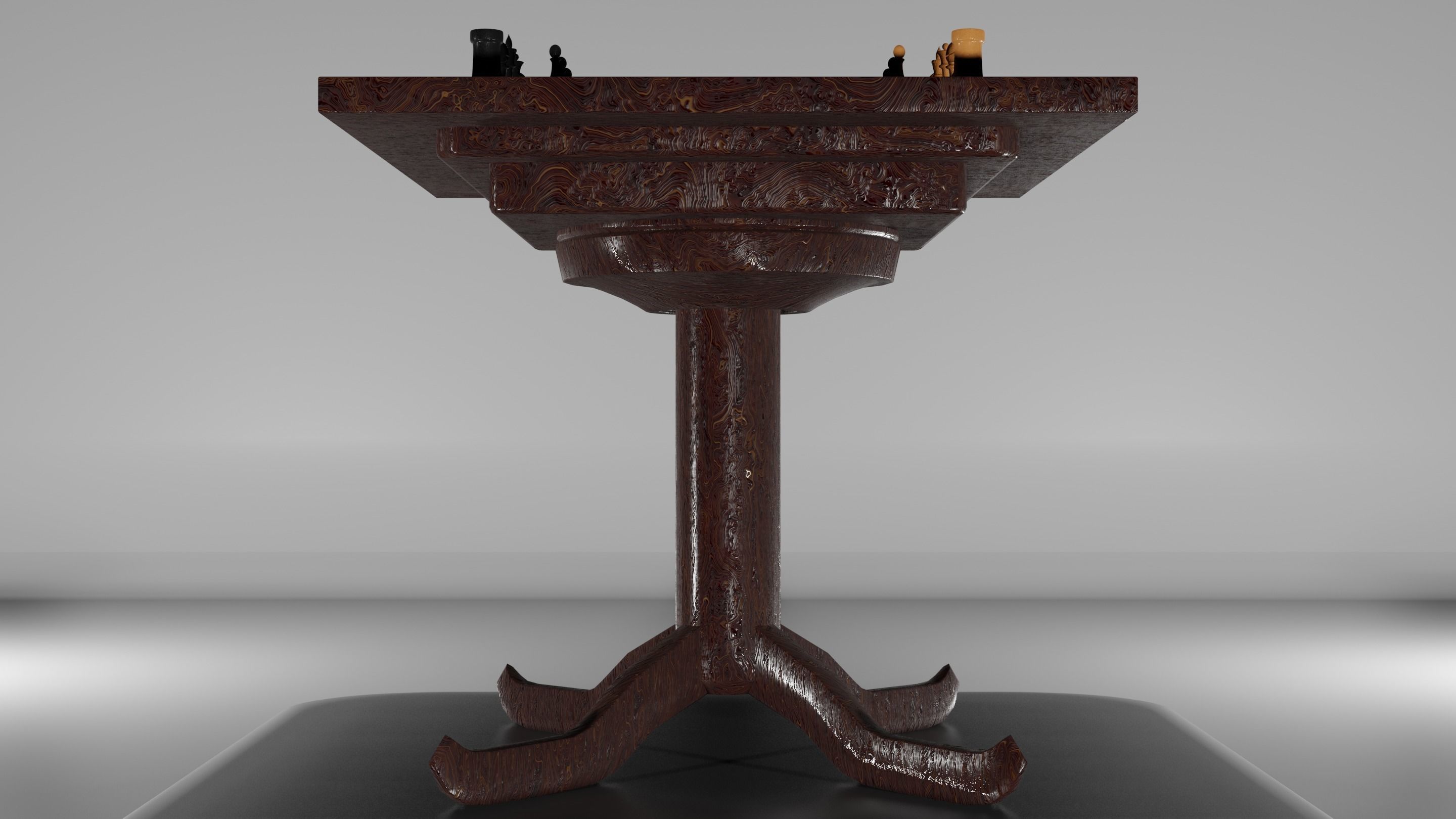 Classic set for chess - table and pieces Low-poly 3D model_18