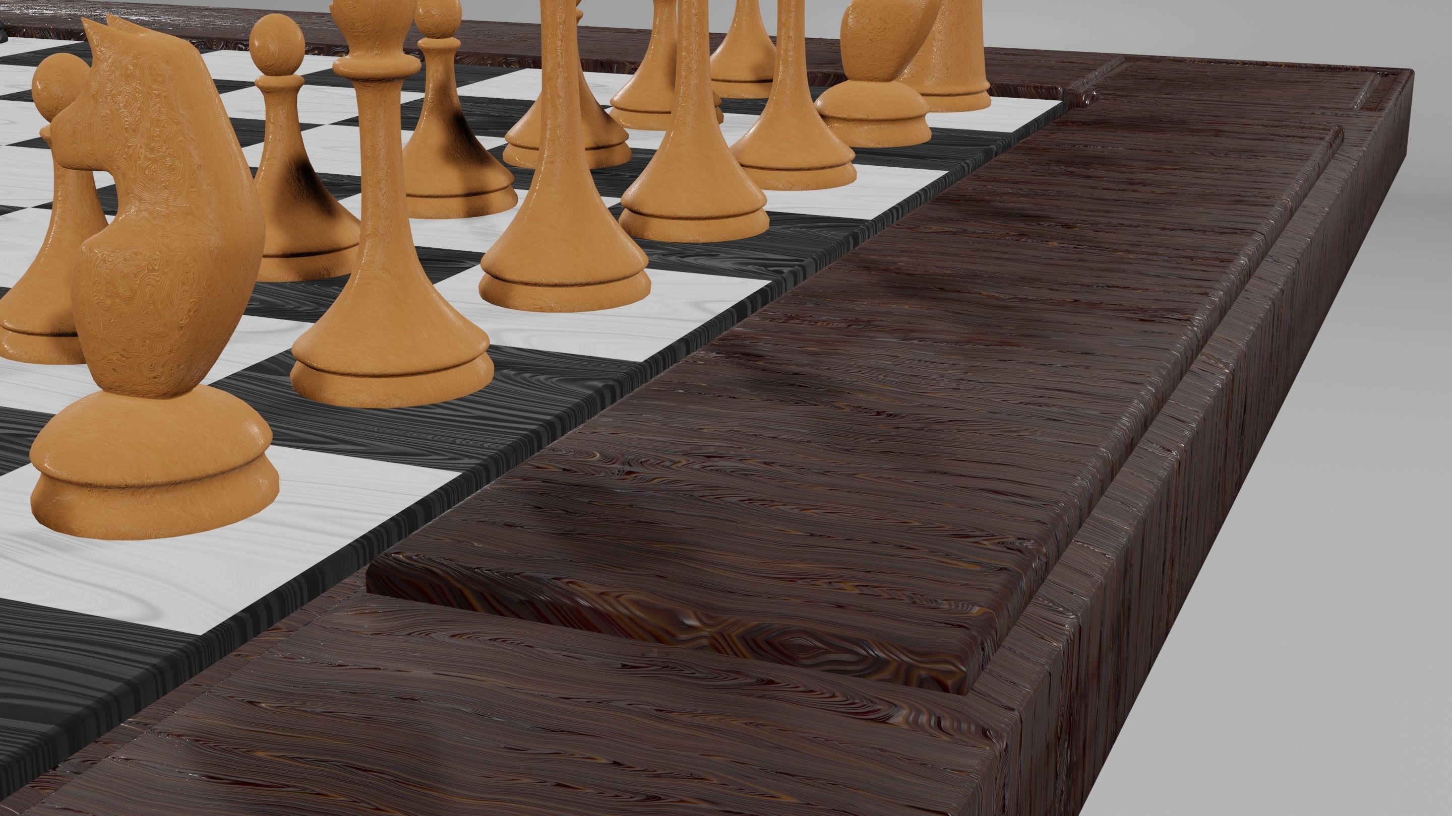 Classic set for chess - table and pieces Low-poly 3D model_7