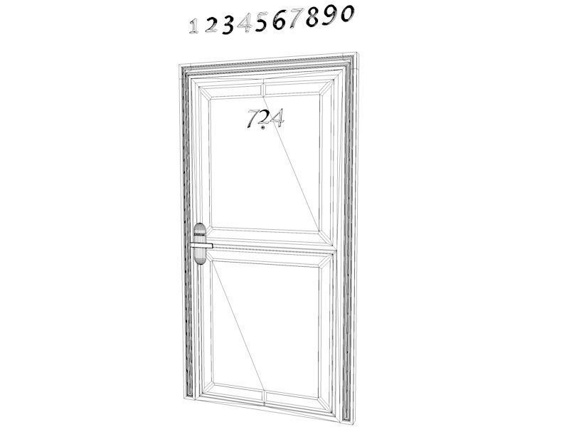 Hotel Room Door with Numbers Low-poly 3D model_9