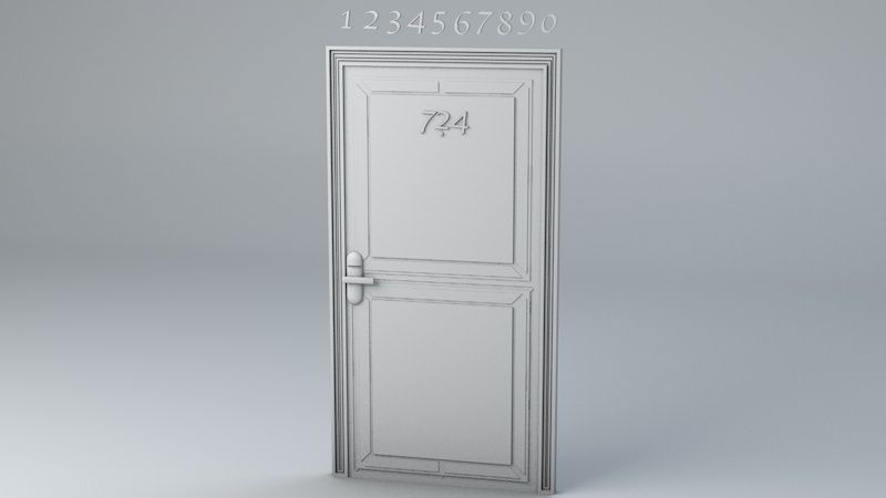 Hotel Room Door with Numbers Low-poly 3D model_6