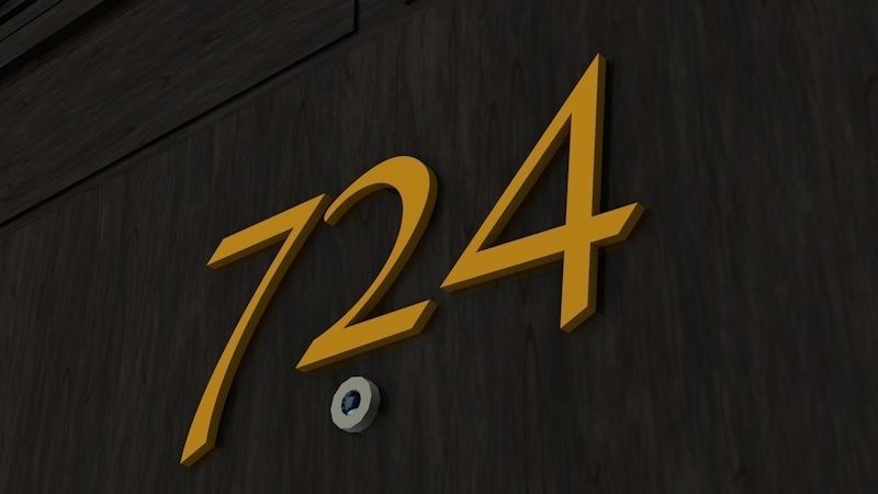 Hotel Room Door with Numbers Low-poly 3D model_3